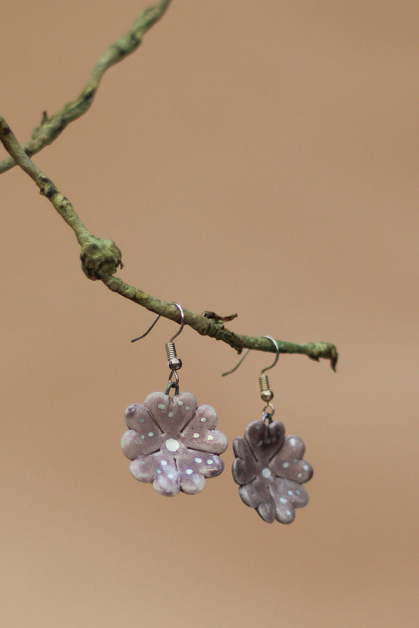 Sadhvi | Ceramic  Flower Earrings | Mauve