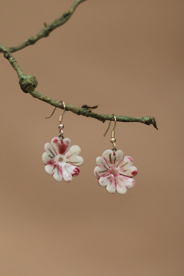 Sadhvi | Ceramic  Flower Earrings |  Pink