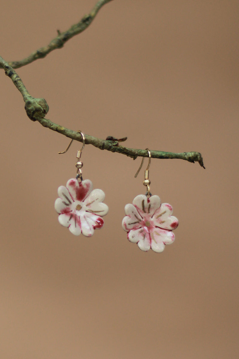 Sadhvi | Ceramic  Flower Earrings |  Pink