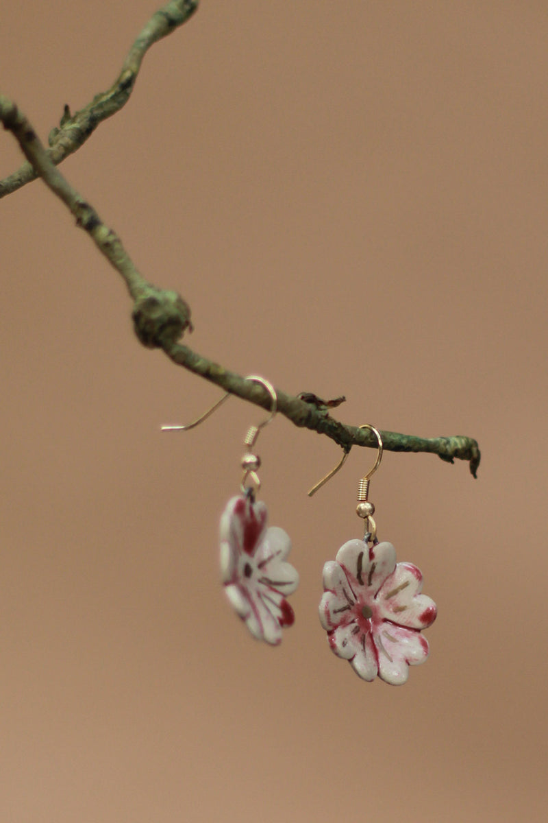 Sadhvi | Ceramic  Flower Earrings |  Pink