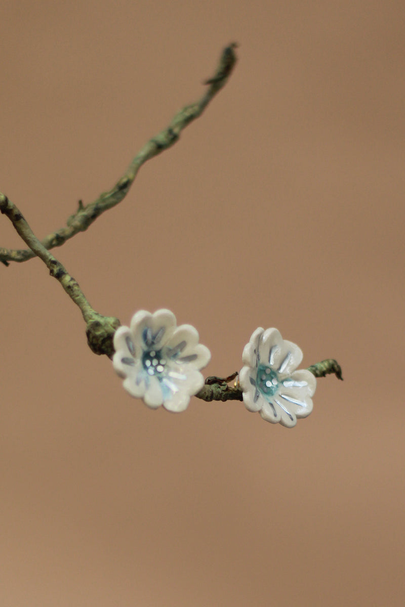 Sadhvi | Ceramic  Flower Earrings | Ivory