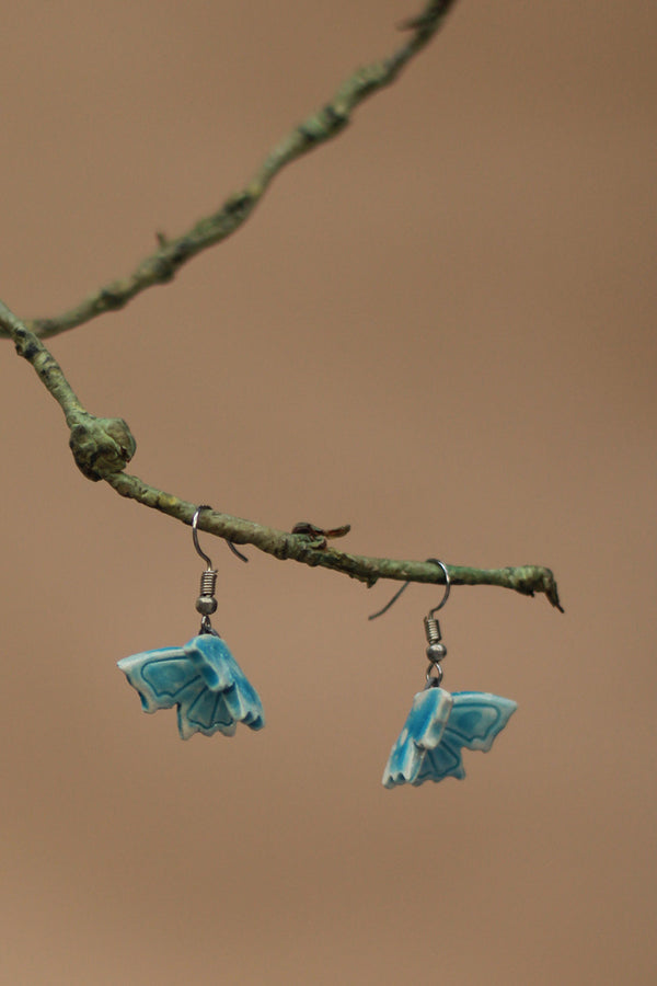 Sadhvi | Ceramic  Butterfly Earrings | Blue