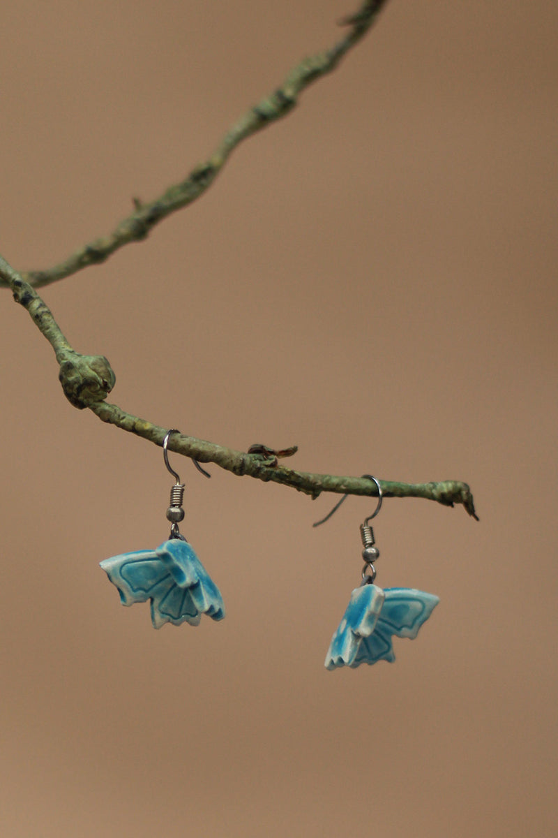 Sadhvi | Ceramic  Butterfly Earrings | Blue