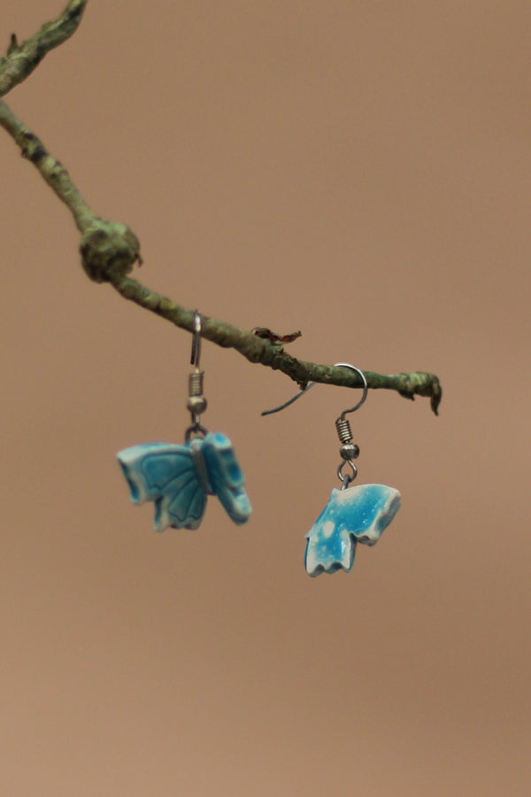 Sadhvi | Ceramic  Butterfly Earrings | Blue