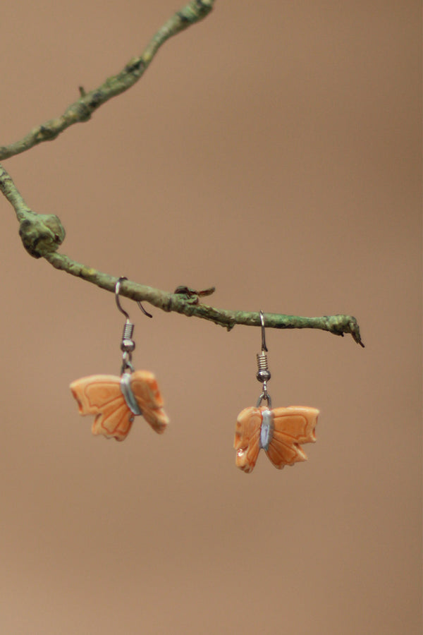 Sadhvi | Ceramic  Butterfly Earrings | Orange