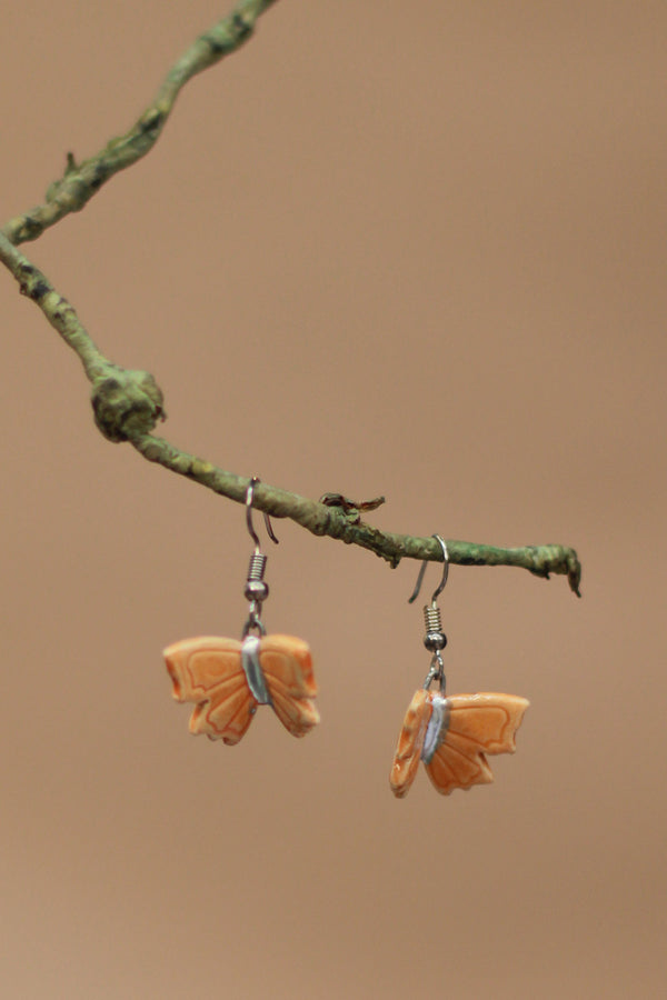 Sadhvi | Ceramic  Butterfly Earrings | Orange
