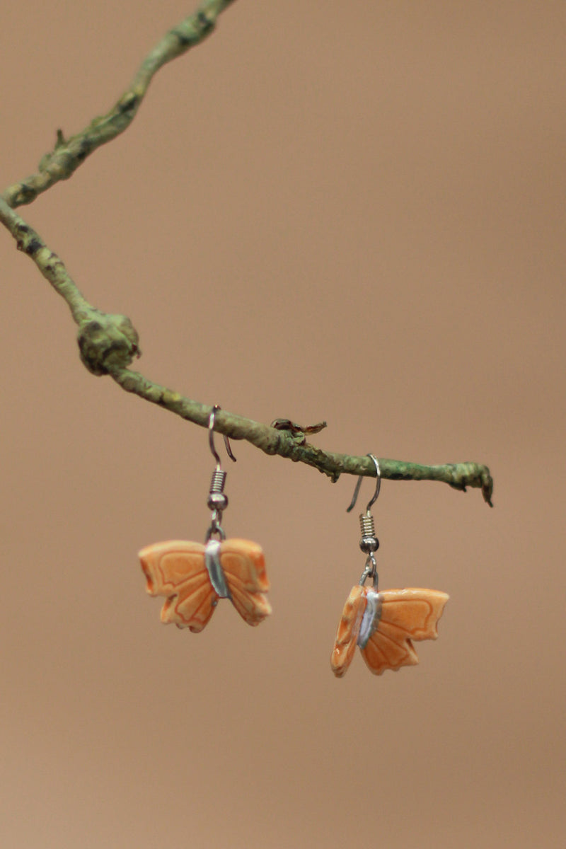 Sadhvi | Ceramic  Butterfly Earrings | Orange