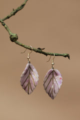 Sadhvi | Ceramic  Leaf Earrings | Mauve