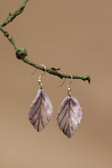 Sadhvi | Ceramic  Leaf Earrings | Mauve