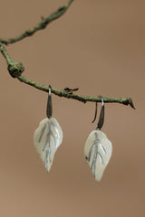 Sadhvi | Ceramic  Leaf Earrings | Ivory