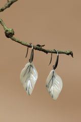 Sadhvi | Ceramic  Leaf Earrings | Ivory