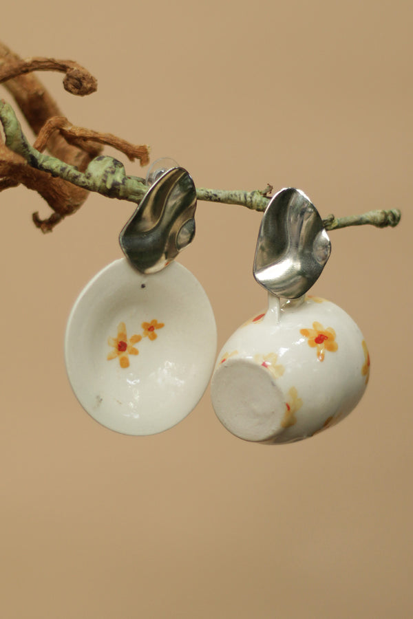 Sadhvi | Ceramic Earrings | Yellow Flower