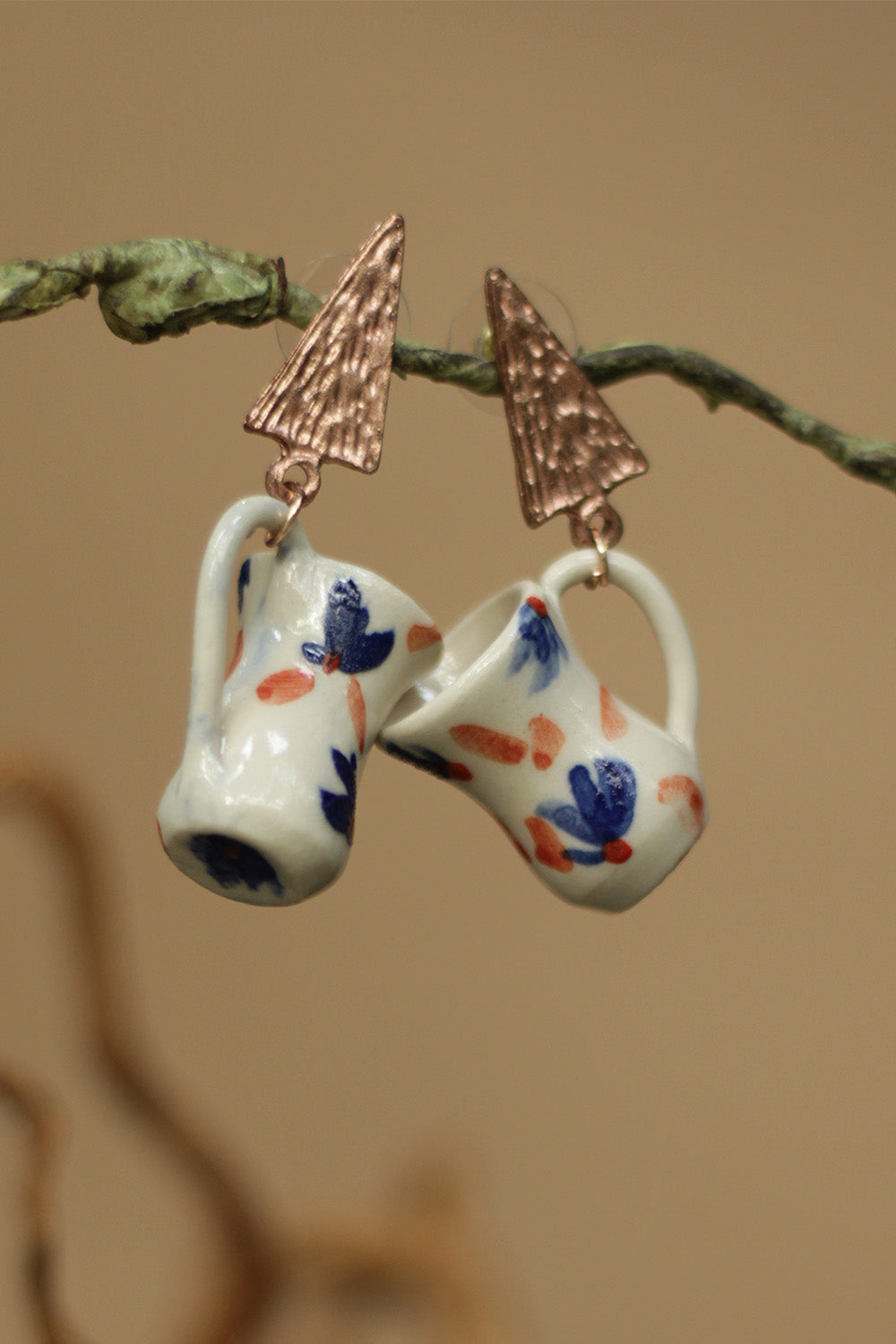 Sadhvi | Ceramic Earrings | Cobalt Flowers
