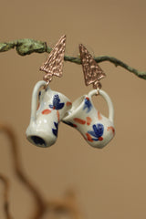 Sadhvi | Ceramic Earrings | Cobalt Flowers