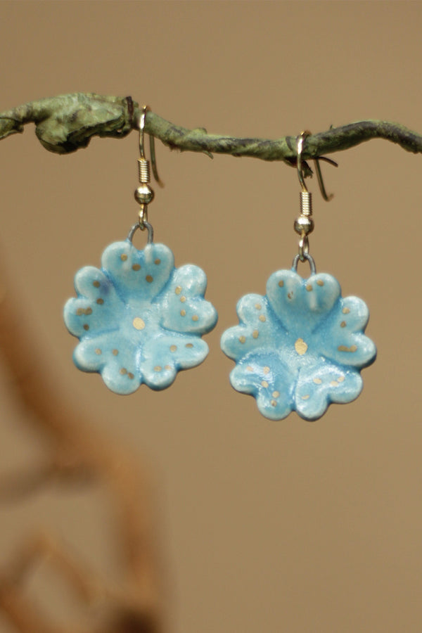 Sadhvi | Ceramic Flower Earrings | Turquoise Blue