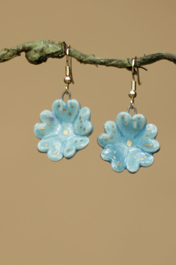 Sadhvi | Ceramic Flower Earrings | Turquoise Blue