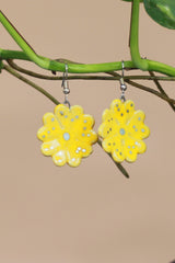 Sadhvi | Ceramic Flower Earrings | Yellow Large