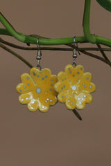 Sadhvi | Ceramic Flower Earrings | Yellow Large