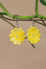 Sadhvi | Ceramic Flower Earrings | Yellow Large