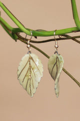 Sadhvi | Ceramic Leaf Earrings  | Green with tinge of gold