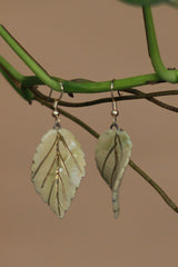 Sadhvi | Ceramic Leaf Earrings  | Green with tinge of gold