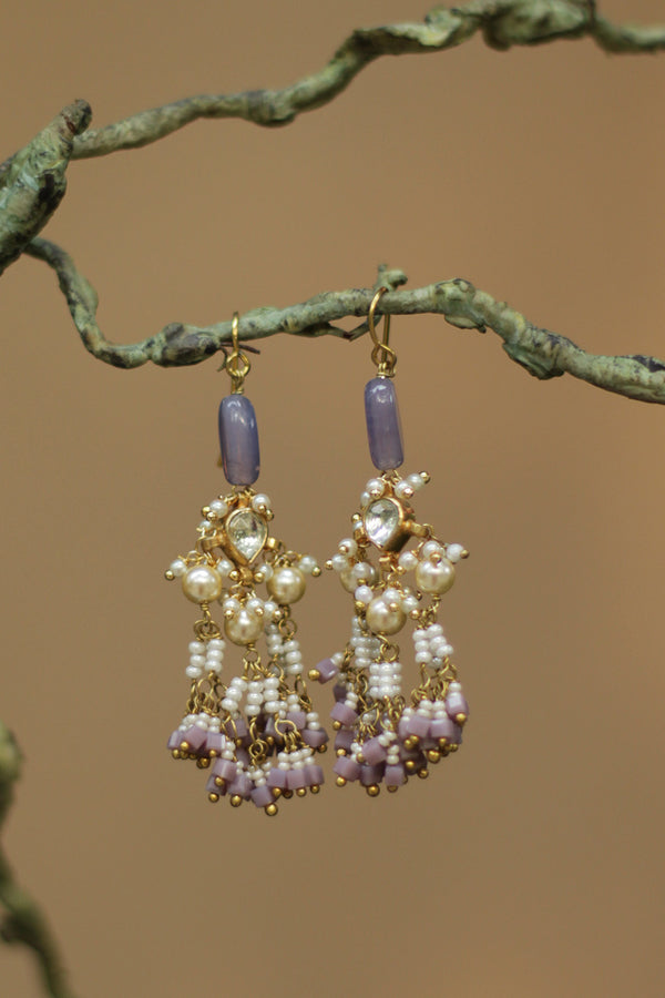 Rajanya | Kundan Earrings | Purple