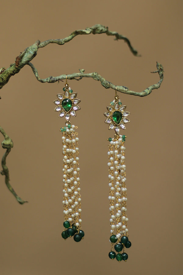 Pushpita | Kundan Earrings | Green