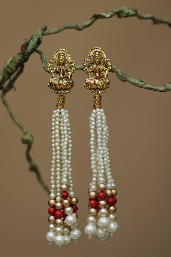 Saanvi | Kundan Earrings | White & Red