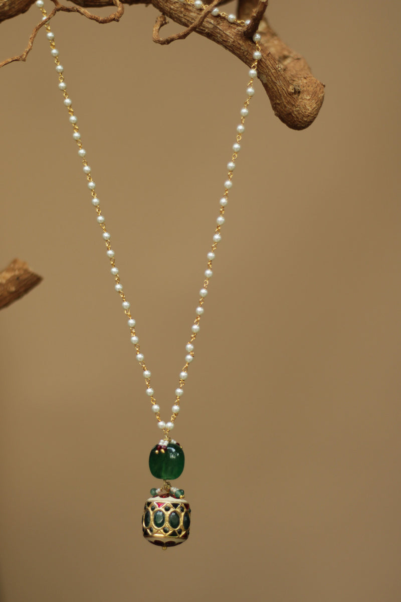 Palash | Kundan Short Necklace | Green Round