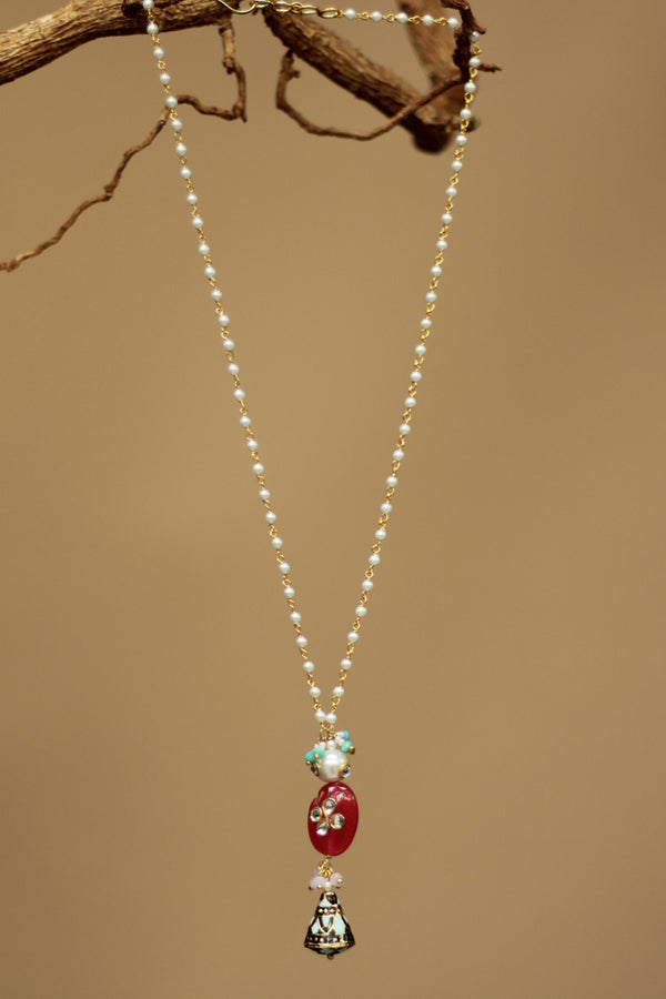 Trimanik | Kundan Short Necklace | Red