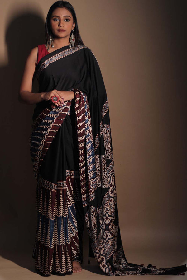 Qudrat | Ajrakh Modal Saree