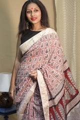 Maheshwari Bagh Saree | Cotton Silk | Paisley Diamonds