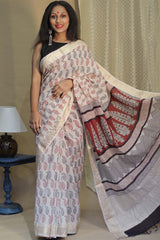 Maheshwari Bagh Saree | Cotton Silk | Red & Black Paisley
