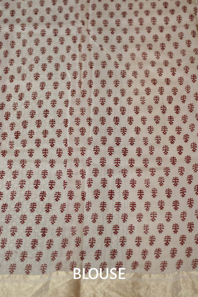 Maheshwari Bagh Saree | Cotton Silk | Red Paisley