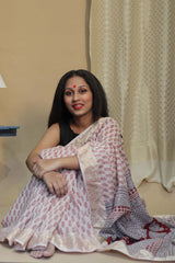 Maheshwari Bagh Saree | Cotton Silk | Red Paisley
