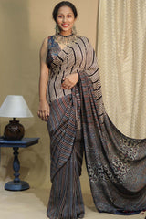 Cotton Silk Saree | Striped Ajrakh