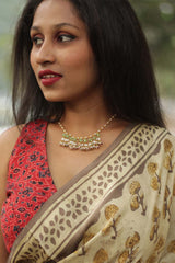 Modal Silk | Bagru Vanaspati Saree | Almond floral