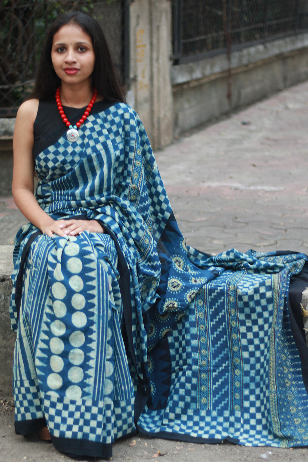 Ajrakh Cotton Saree