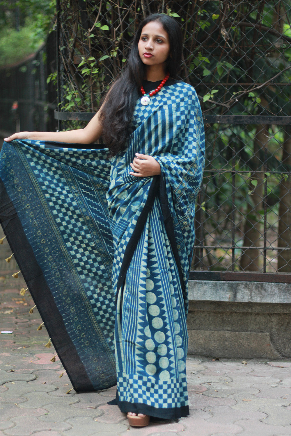Ajrakh Cotton Saree