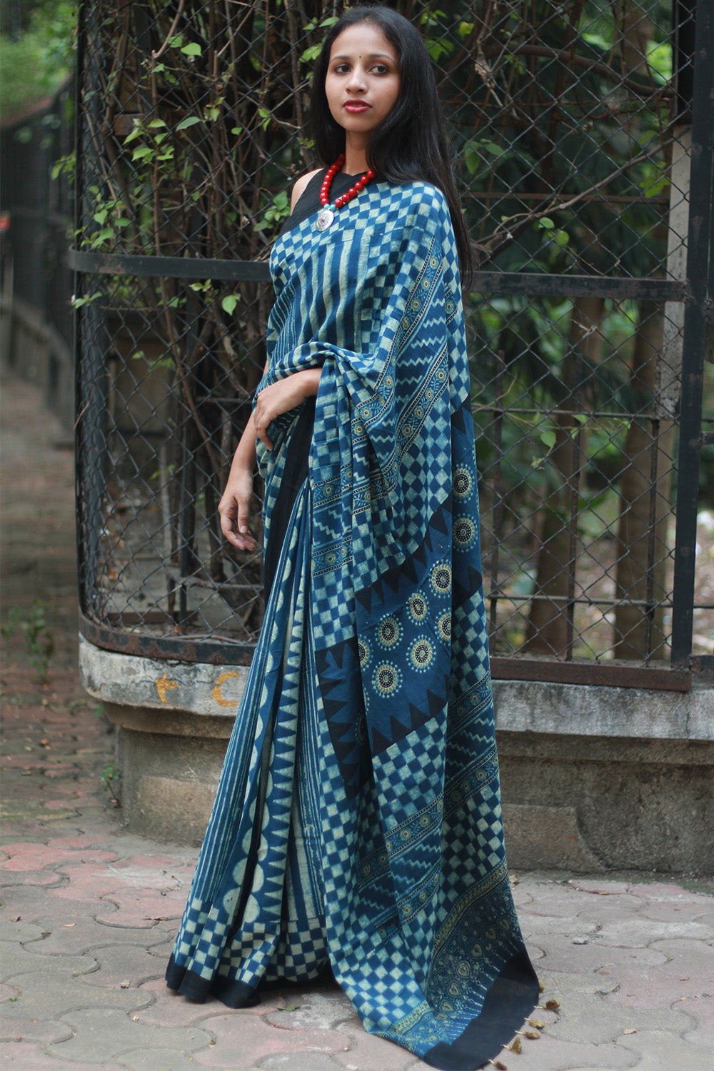 Ajrakh Cotton Saree
