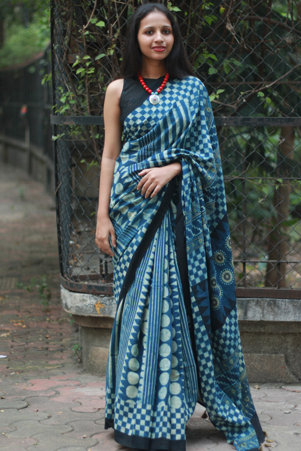 Ajrakh Cotton Saree