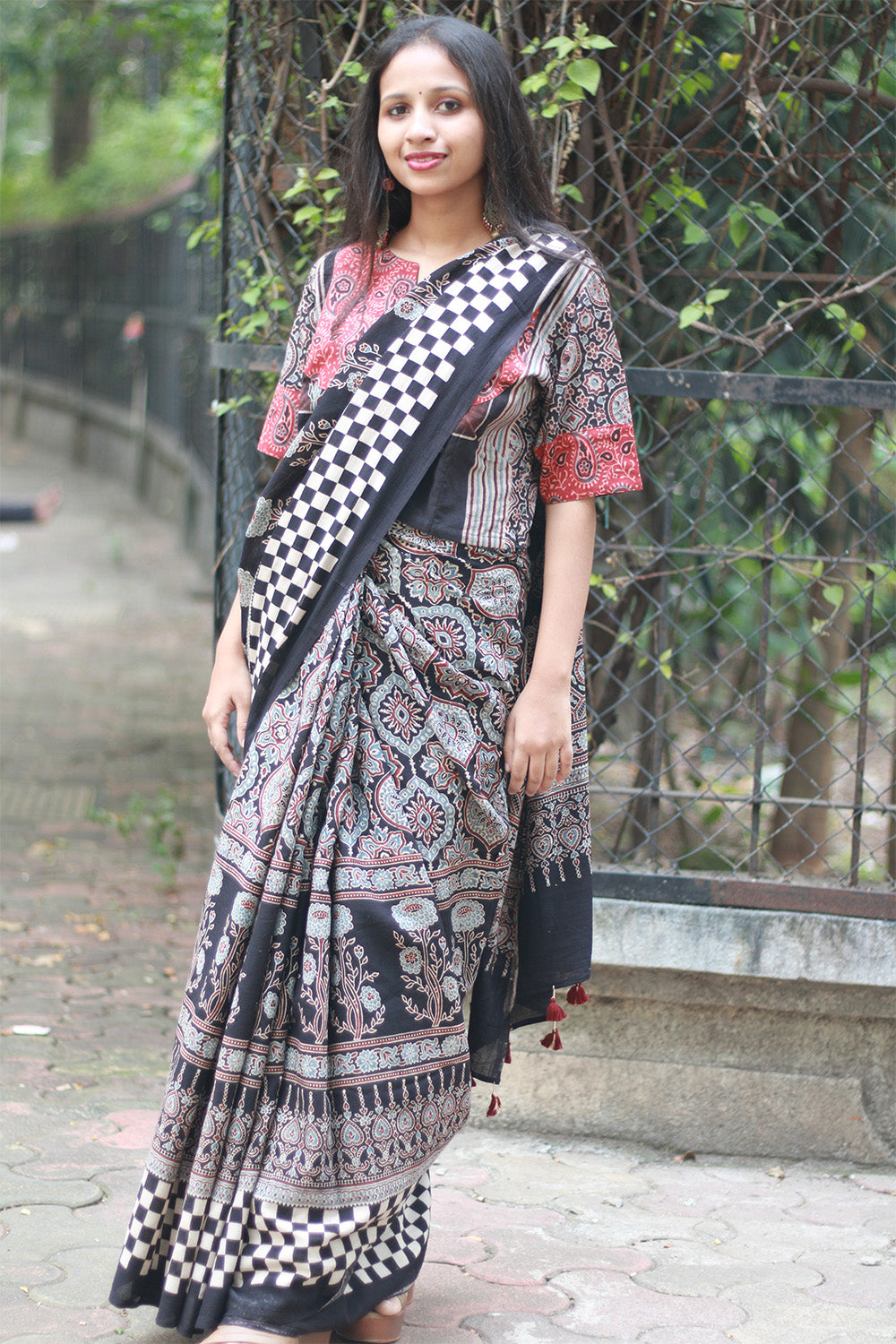 Ajrakh Cotton Saree