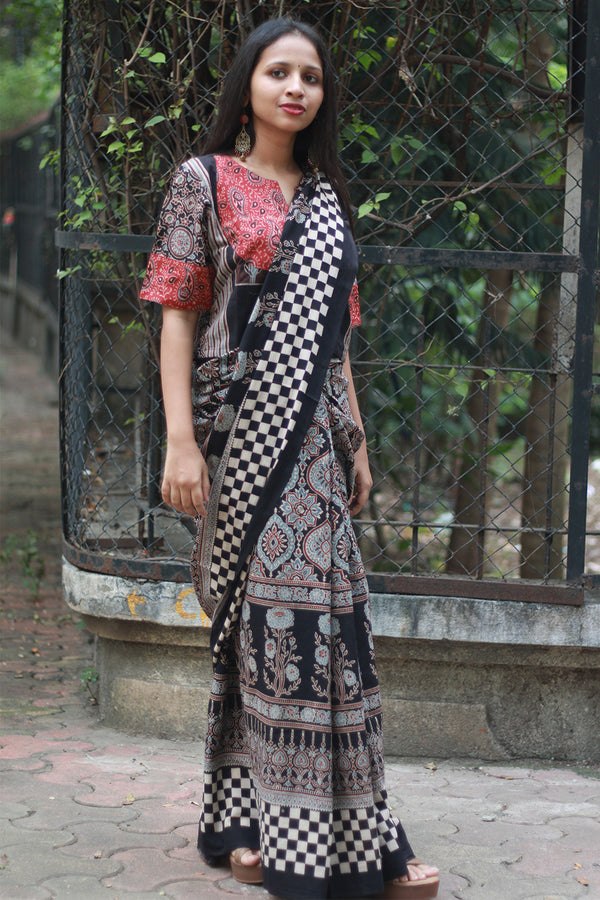 Ajrakh Cotton Saree