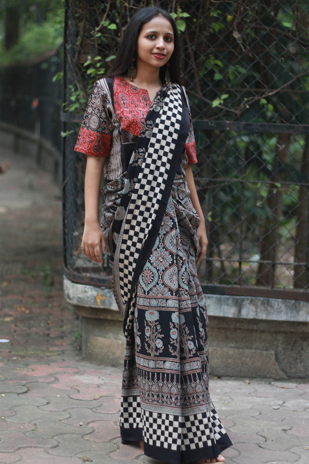Ajrakh Cotton Saree