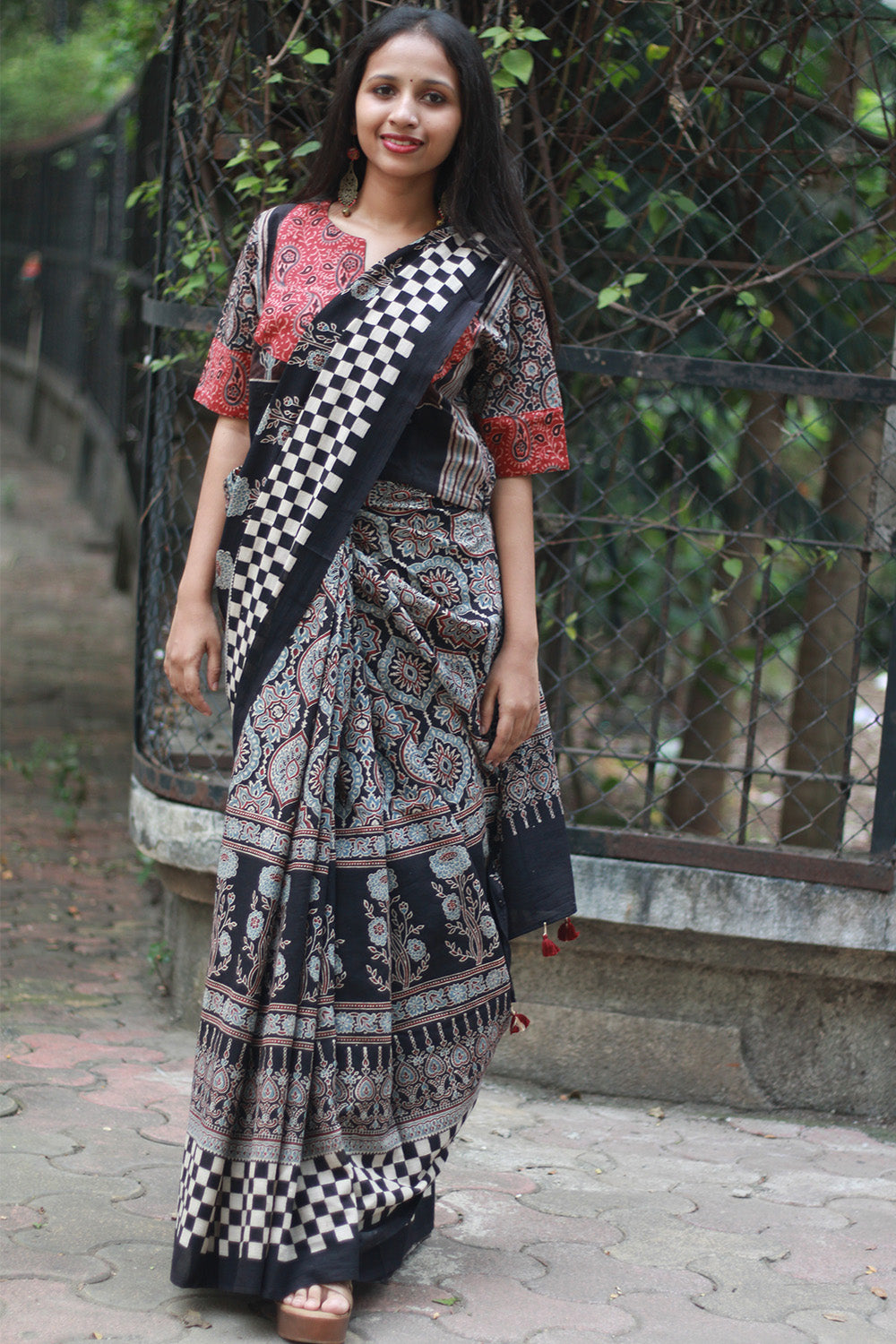 Ajrakh Cotton Saree