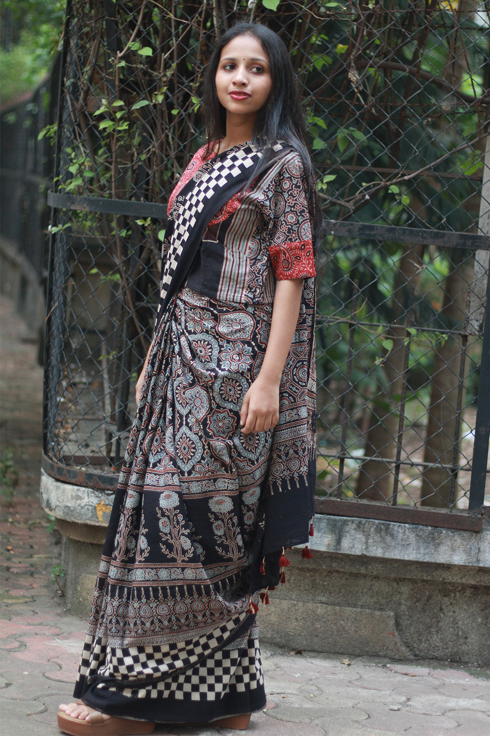 Ajrakh Cotton Saree