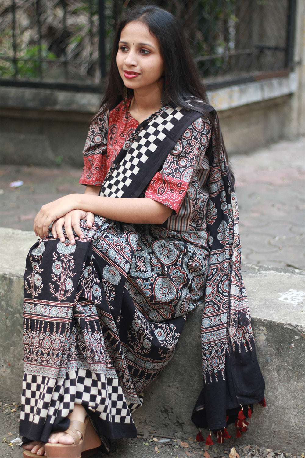 Ajrakh Cotton Saree