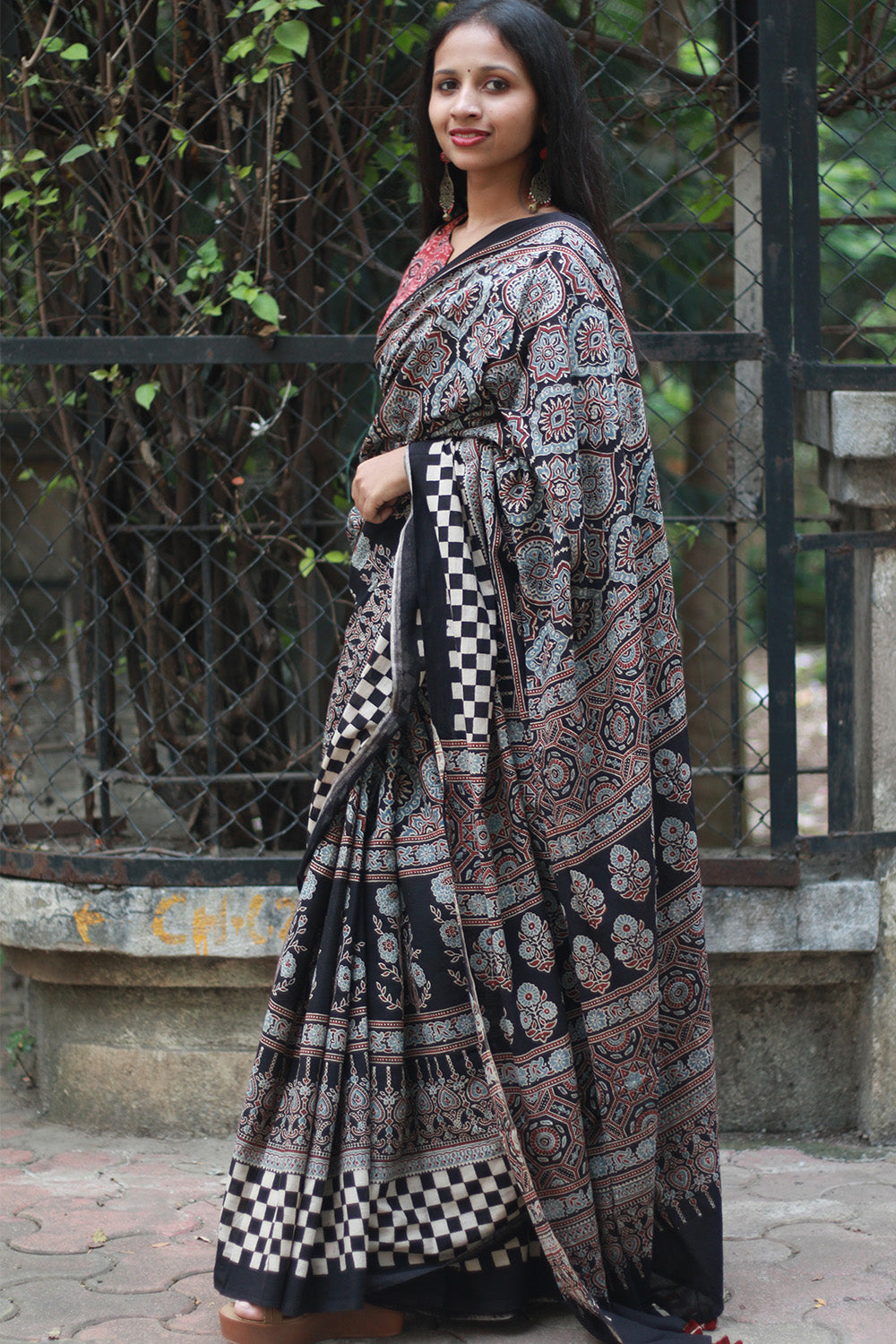 Ajrakh Cotton Saree