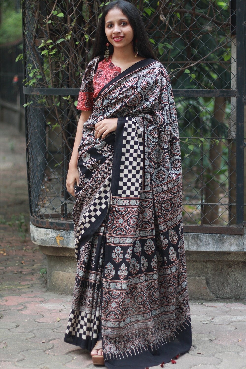 Ajrakh Cotton Saree