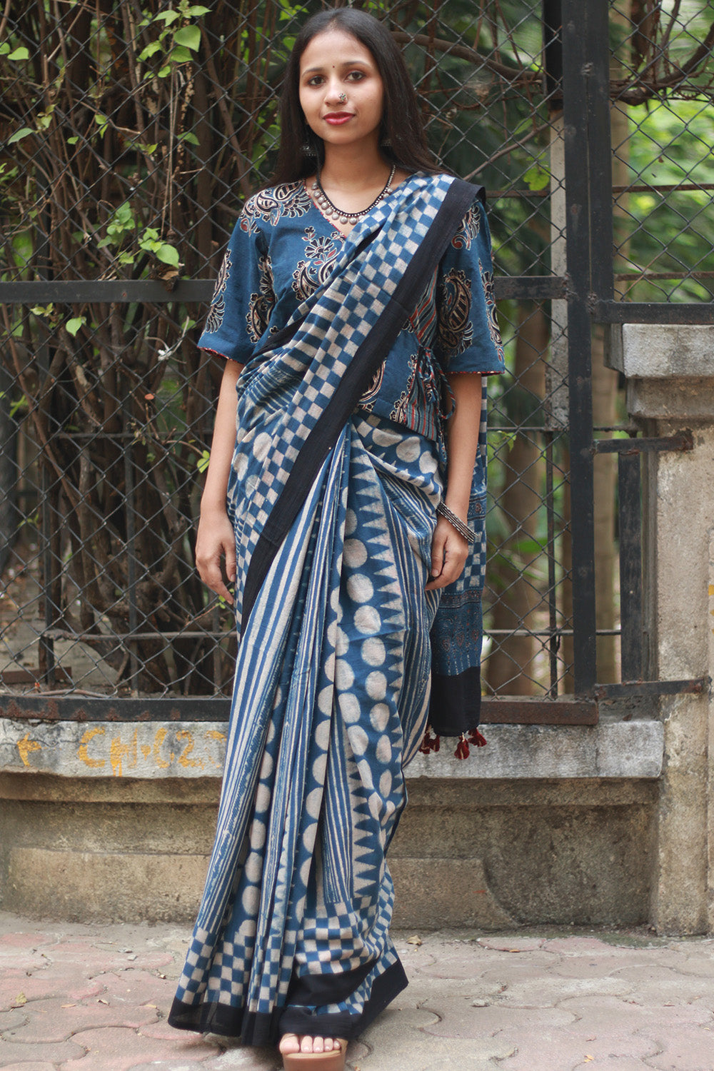 Ajrakh Cotton Saree